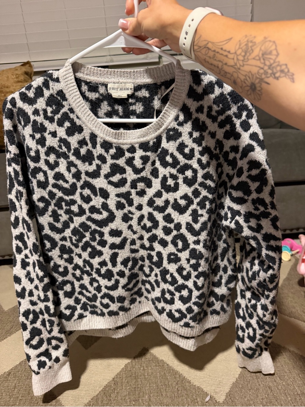 Kut from the Kloth Black & Cream Leopard Crewneck Sweater